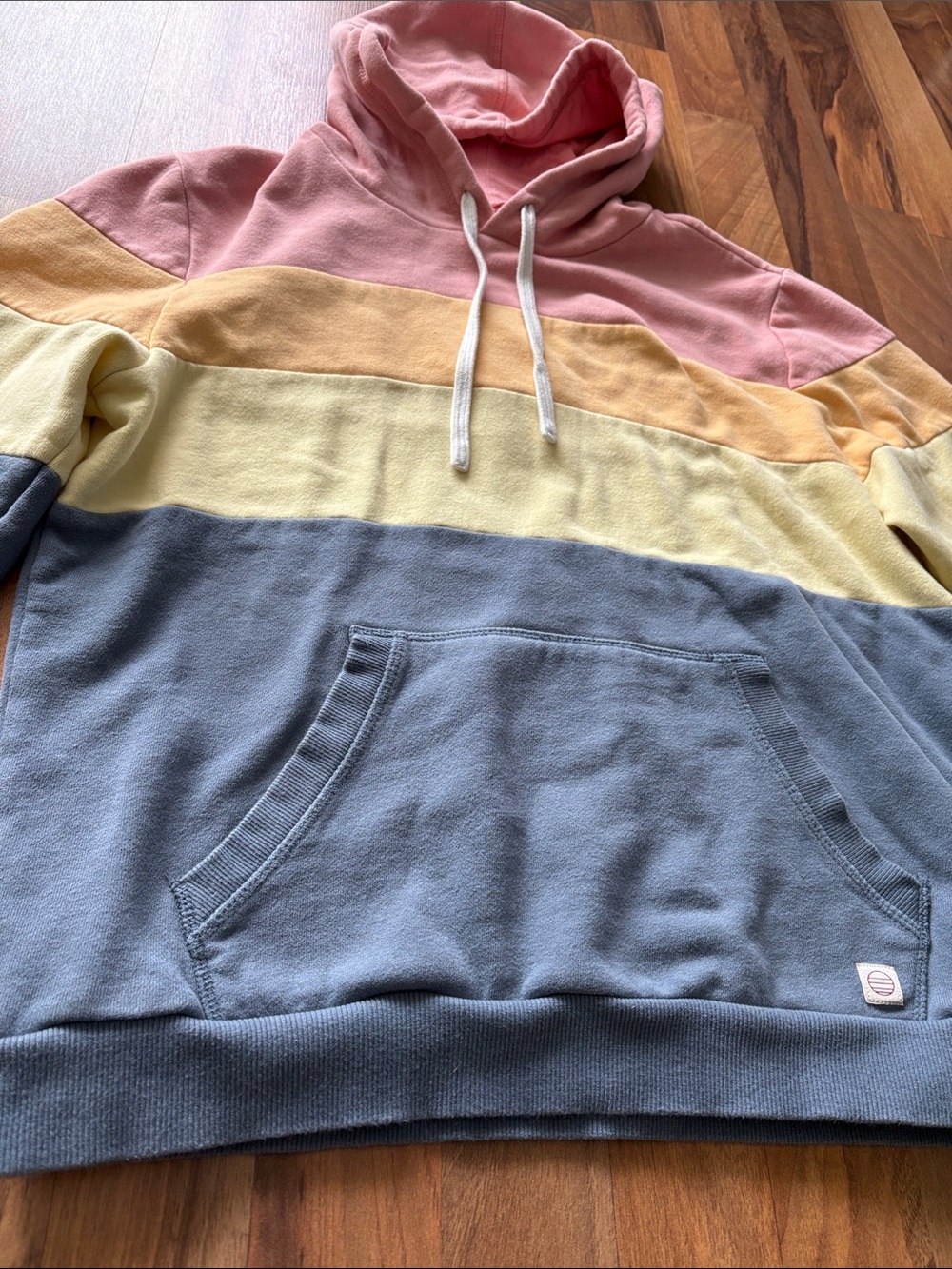 Marine Layer Woman’s Pastel Stripe Pullover Hoodie - Pink, Yellow, Cream, Blue - Picture 3 of 10
